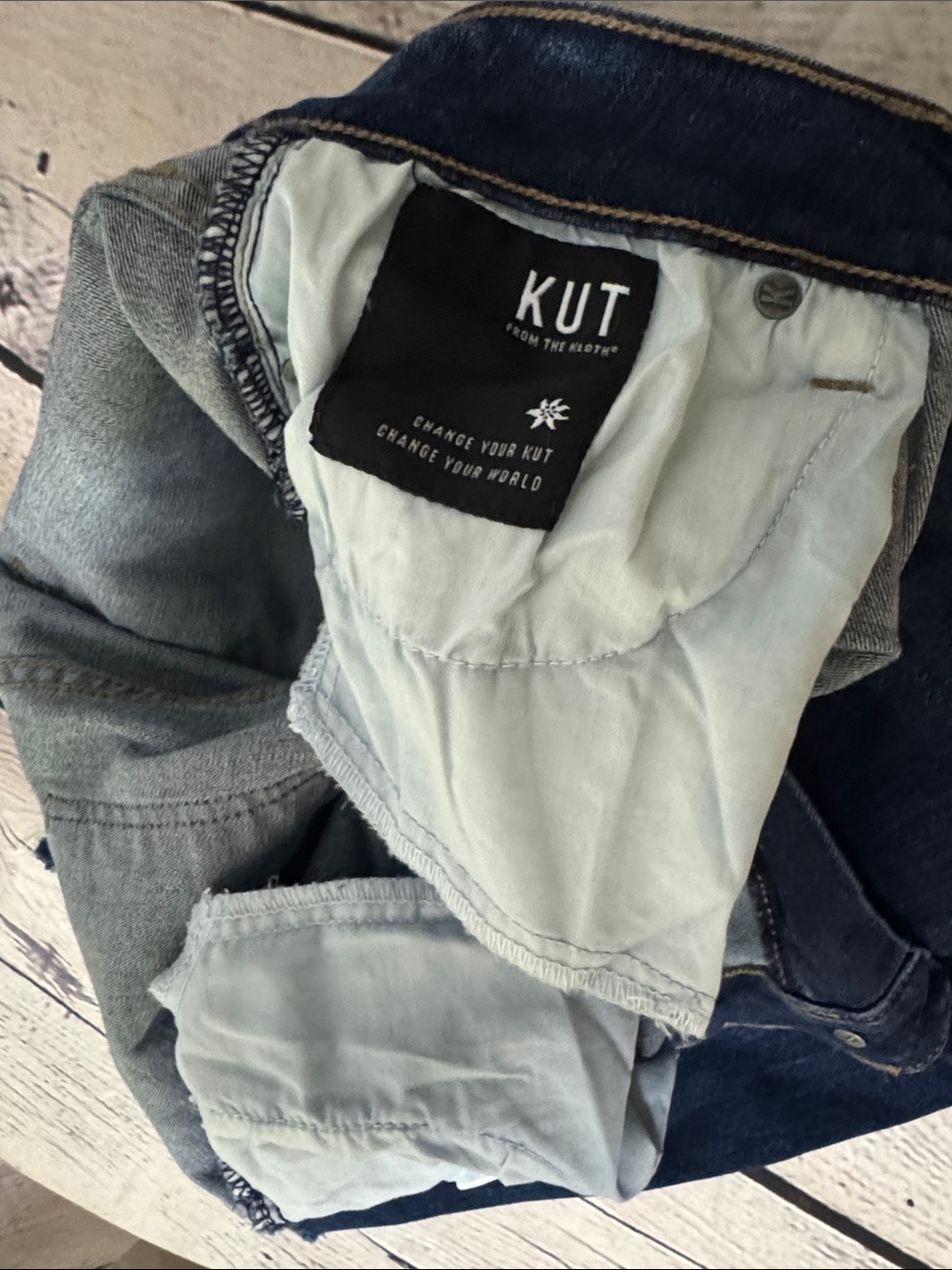 Kut from the Kloth KelseyHigh Rise Ankle Flare with Frayed Hem Jeans - Picture 6 of 15